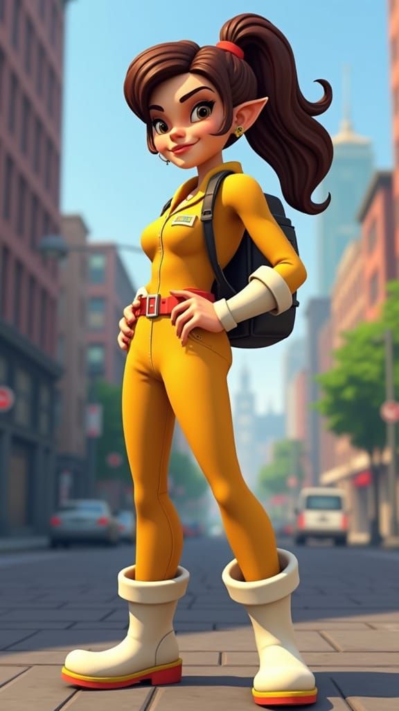 1980s Journalist April O'Neil as a Vibrant Sims 4 Character