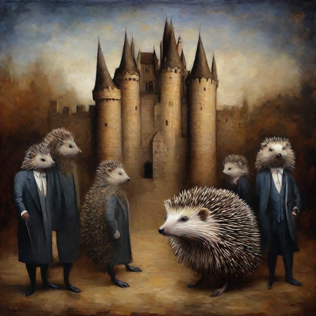 Hedgehog Aristocrat in Surrealist Animal Kingdom
