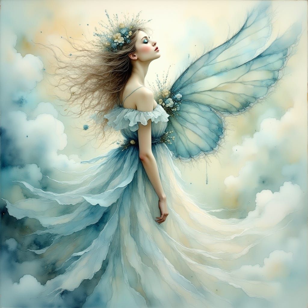 Whimsical Woman in Ethereal Mist