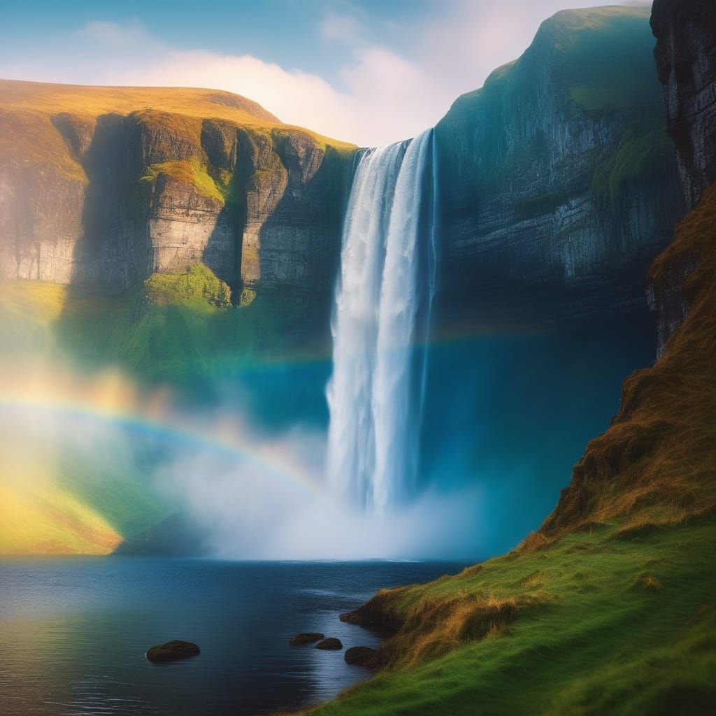 Breathtaking Irish Landscape with Rainbow