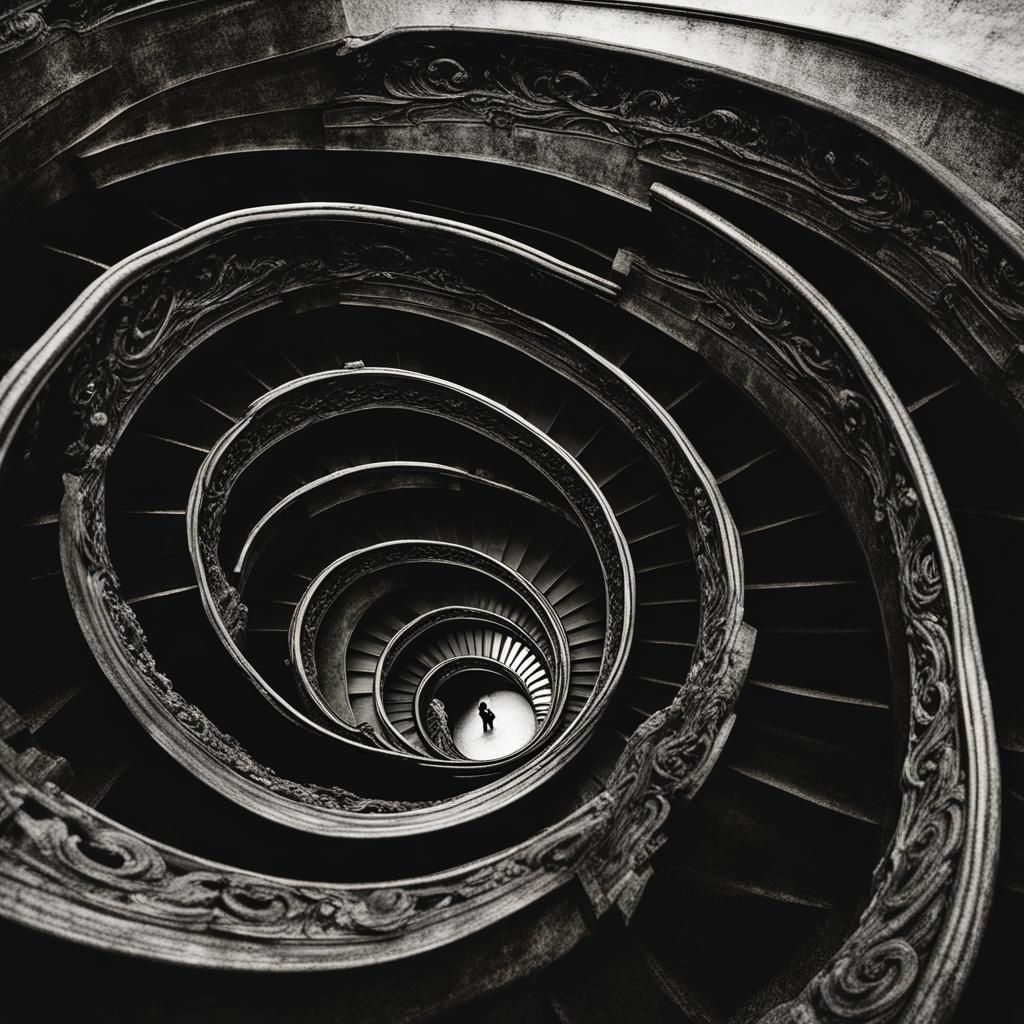 Ornate Staircase Spiraling Down to the Underworld
