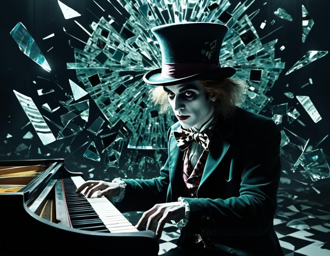 Mad Hatter's Surreal Piano Recital in Superflat Style