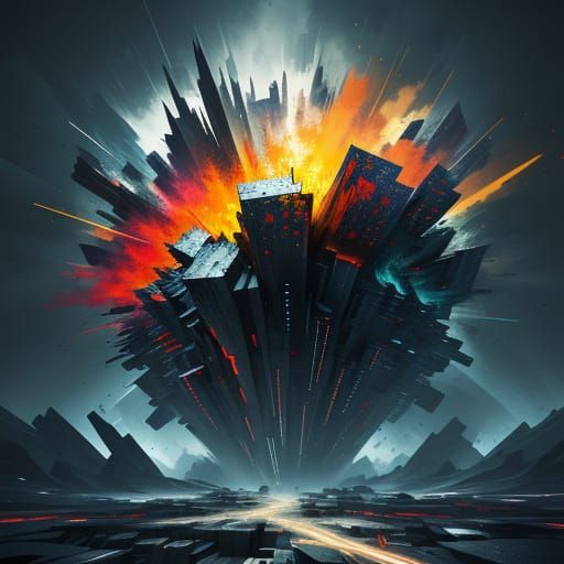 Abstract Geometric Shapes Clash in Chaotic Landscape