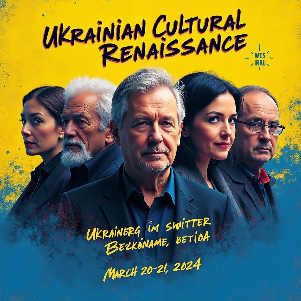 Modern 3D Conference Poster with Ukrainian Writers