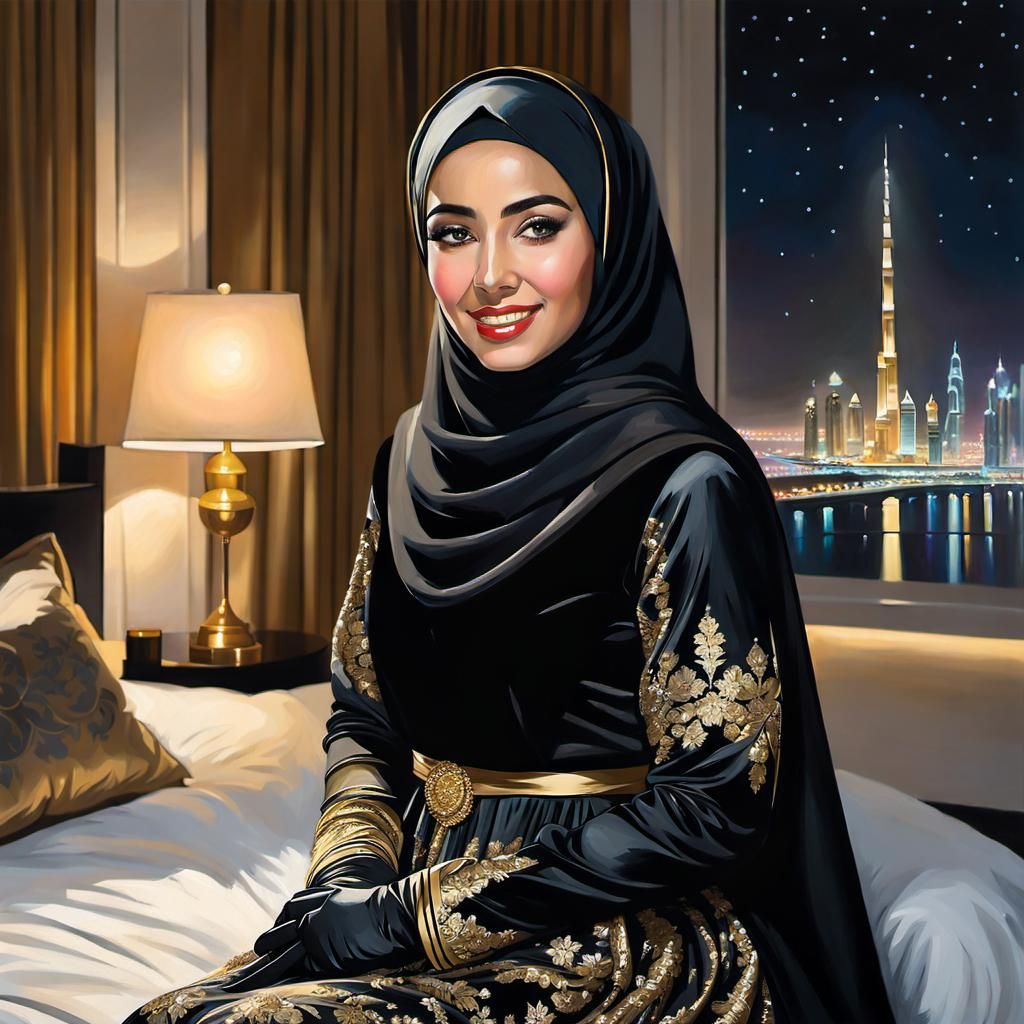 Arab Girl in Dubai, Classical Oil Painting