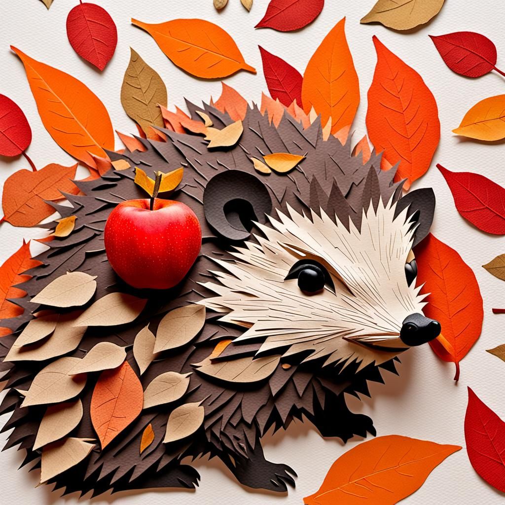 Whimsical Hedgehog Paper Collage in Eric Carle Style