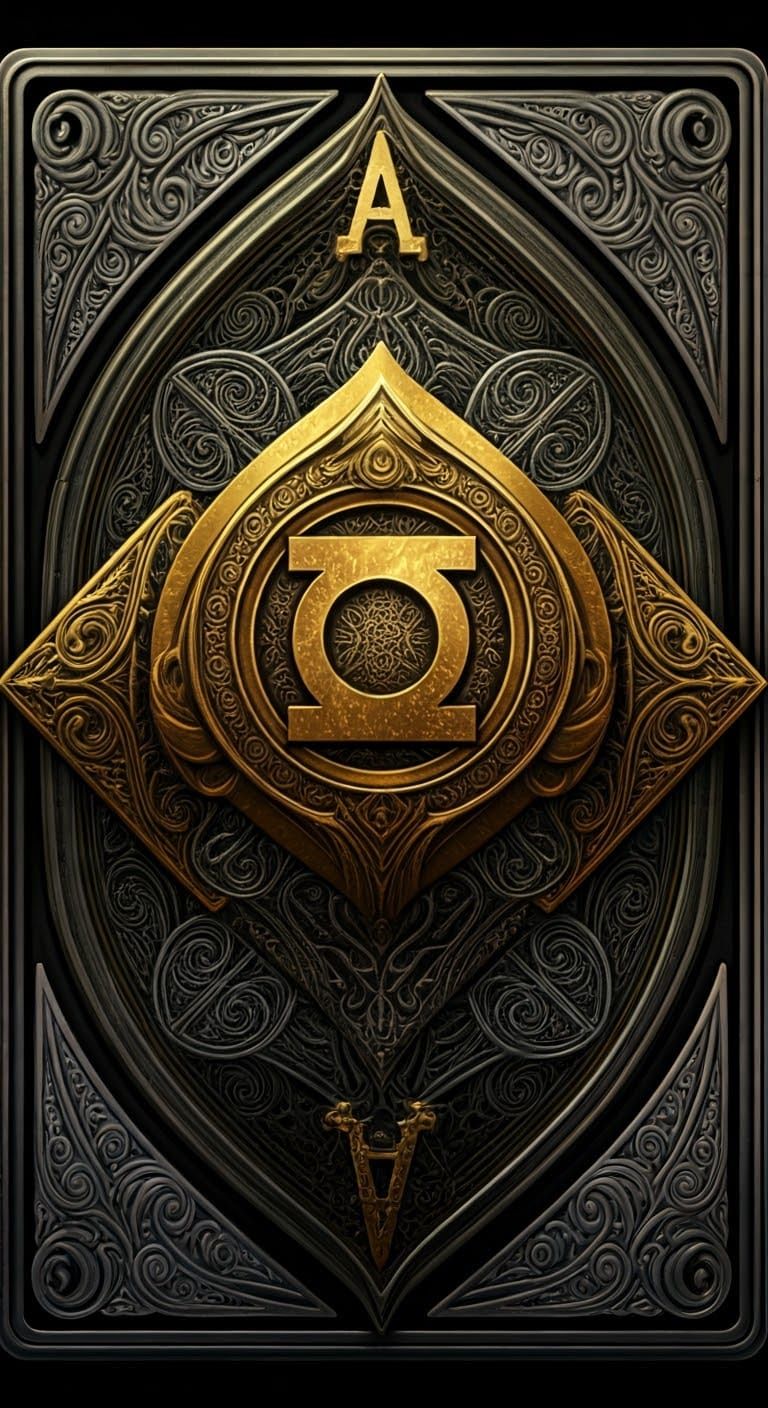 Ace of Green Lantern Playing Card in Metallic, Pixelated Sty...