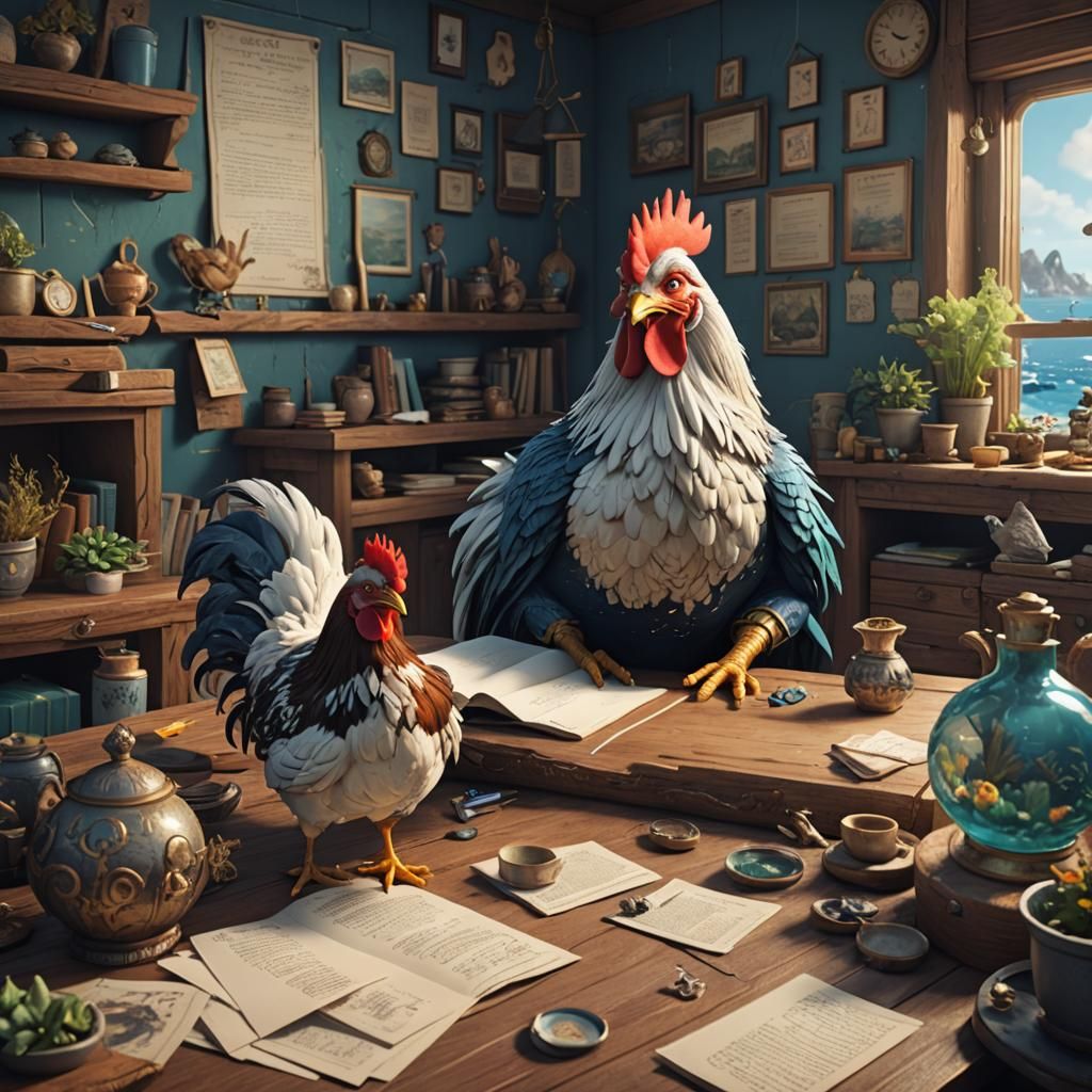 Grandmother and Chicken Writing Stories: Fantasy Art