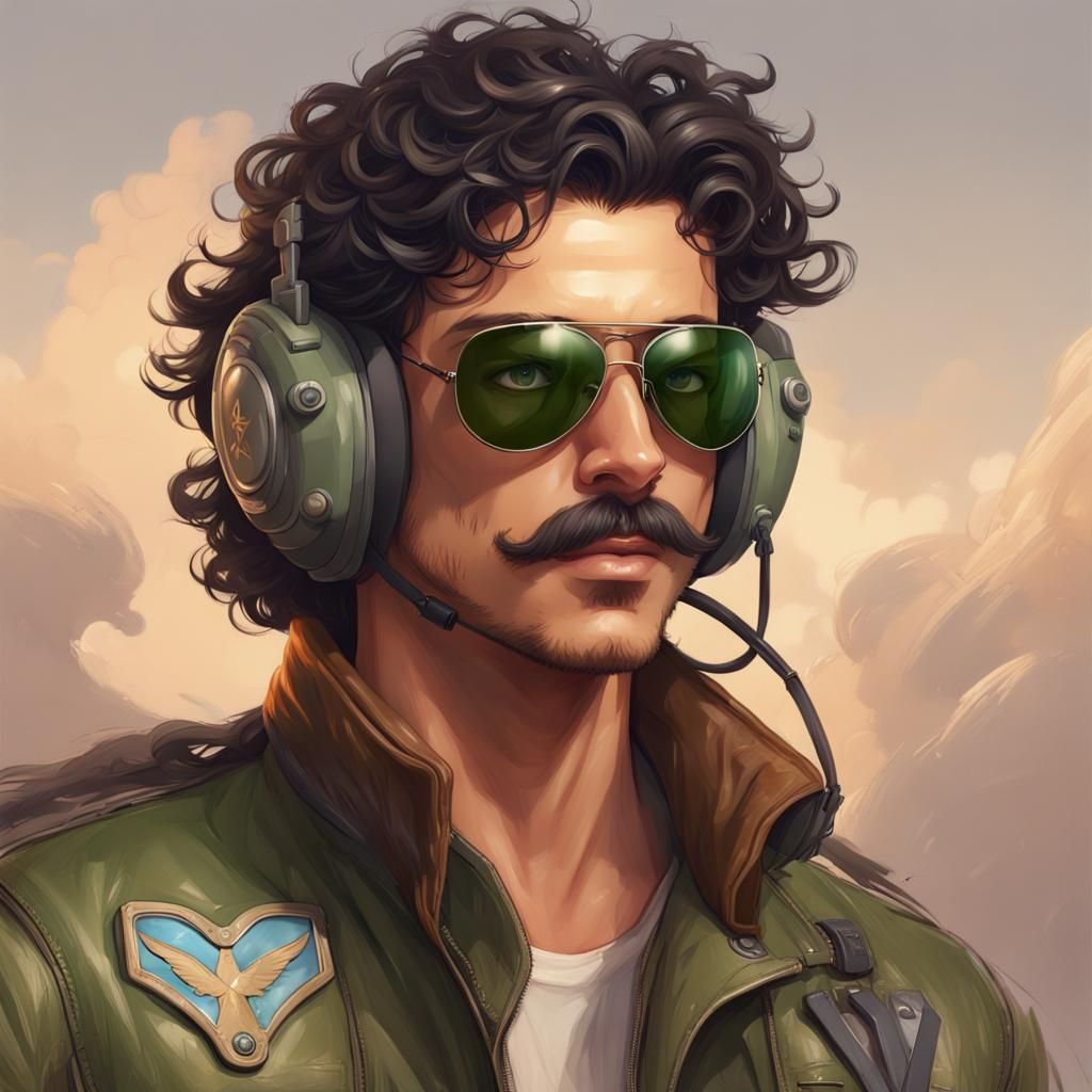 Airforce Pilot Portrait in Hyperdetailed Style