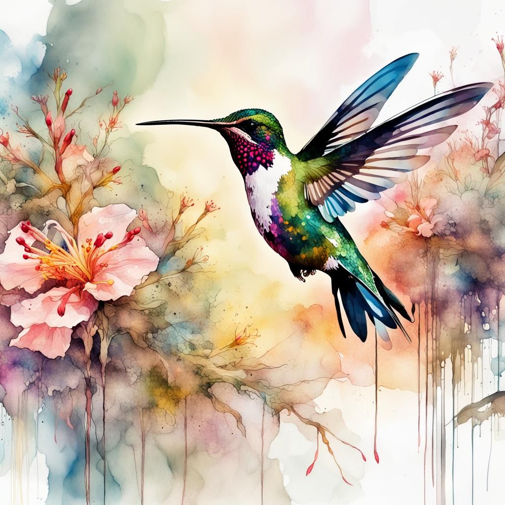 Hummingbird and honeysuckle