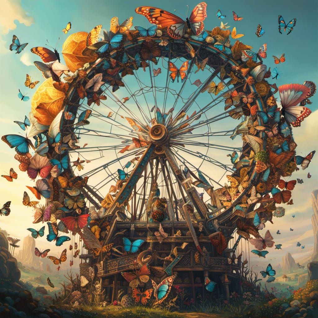 Butterfly Ferris Wheel: Fantasycore Digital Art
