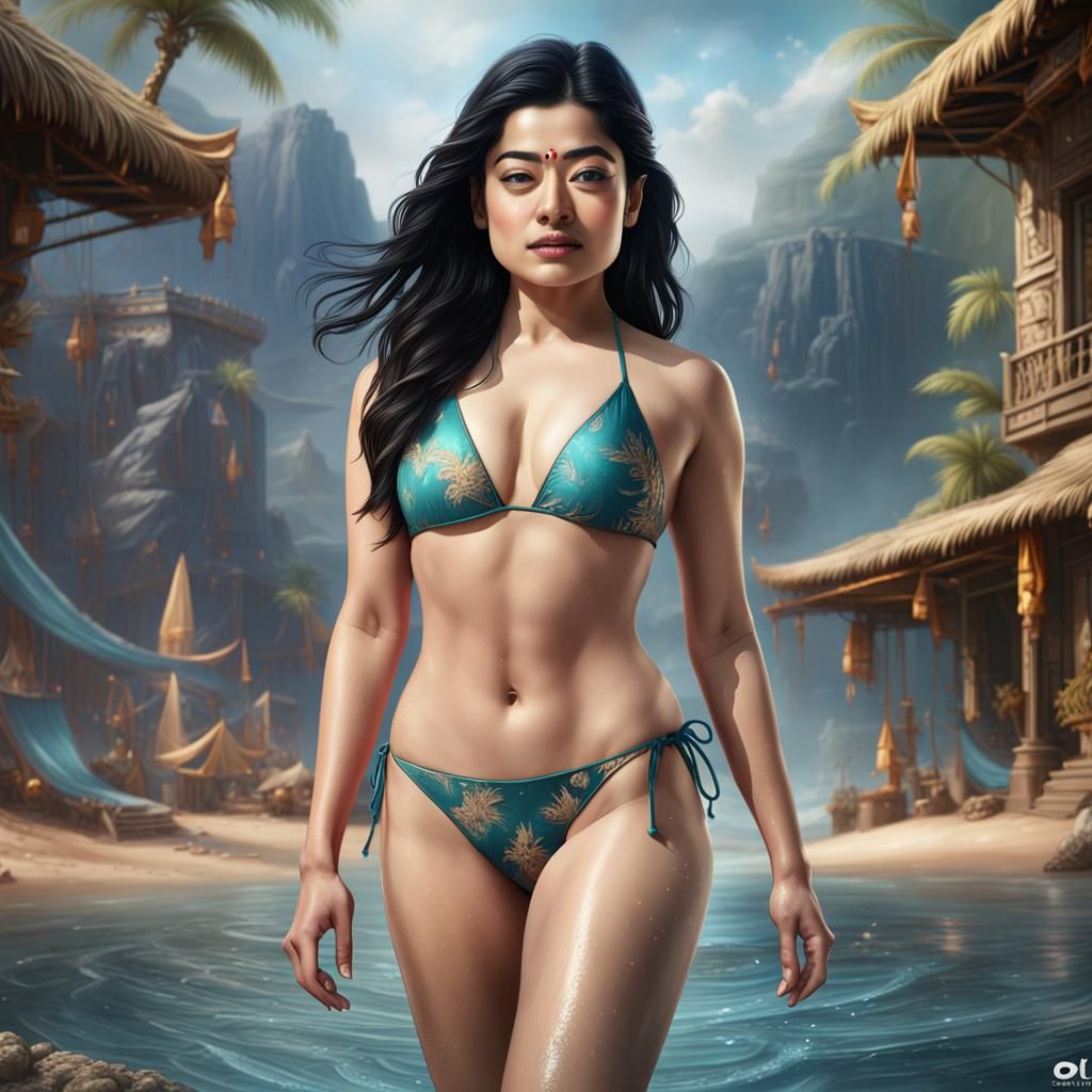 Bollywood Actress in Bikini: Detailed Matte Painting
