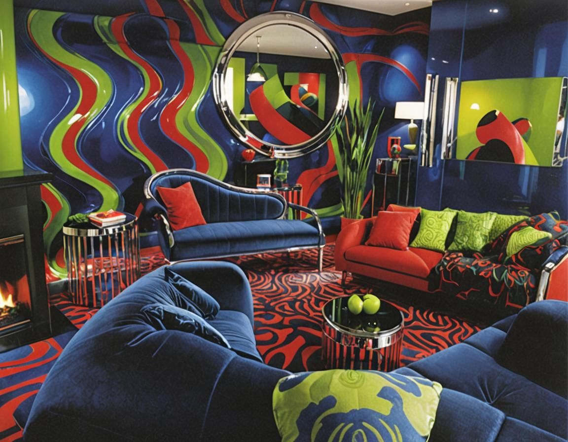 Photorealistic 2000s Living Room with Matrix Decor