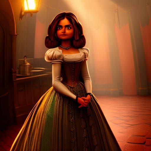 Jenna Coleman in Victorian Dress, 3D Digital Art