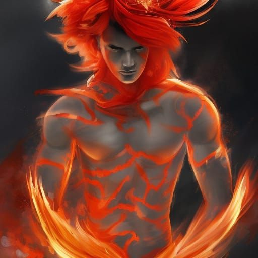 Fire Elemental God in Digital Art Style