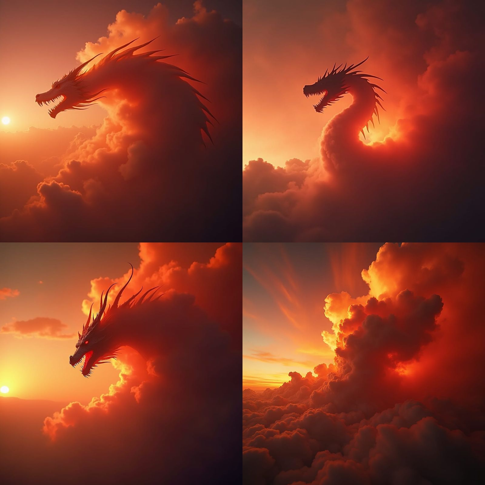 Epic Dragon Cloudscape at Sunset
