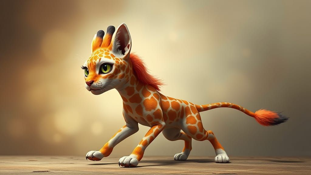 Cat Giraffe Hybrid in Digital Painting Style