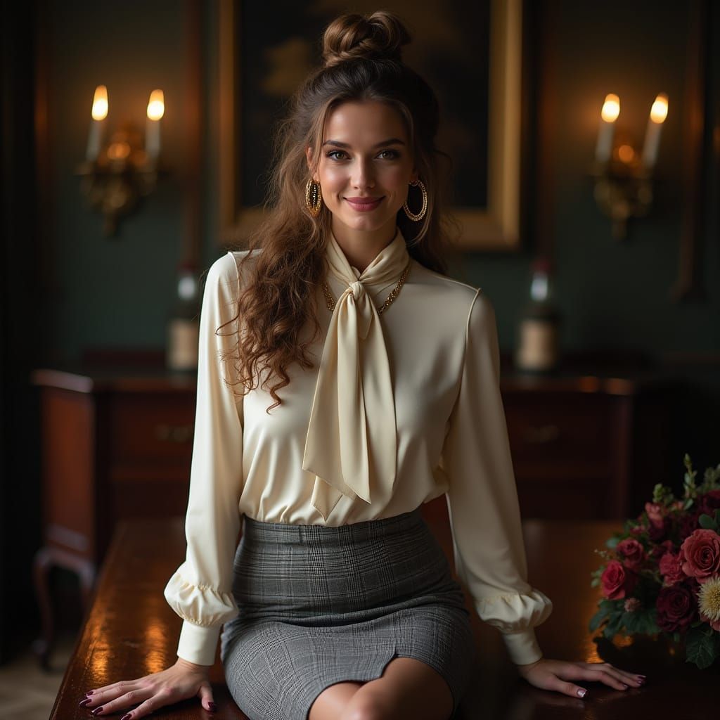 Elegant Nordic Woman in Gothic Study Portrait