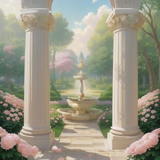 Apollo in Peony Garden: Ethereal Fantasy