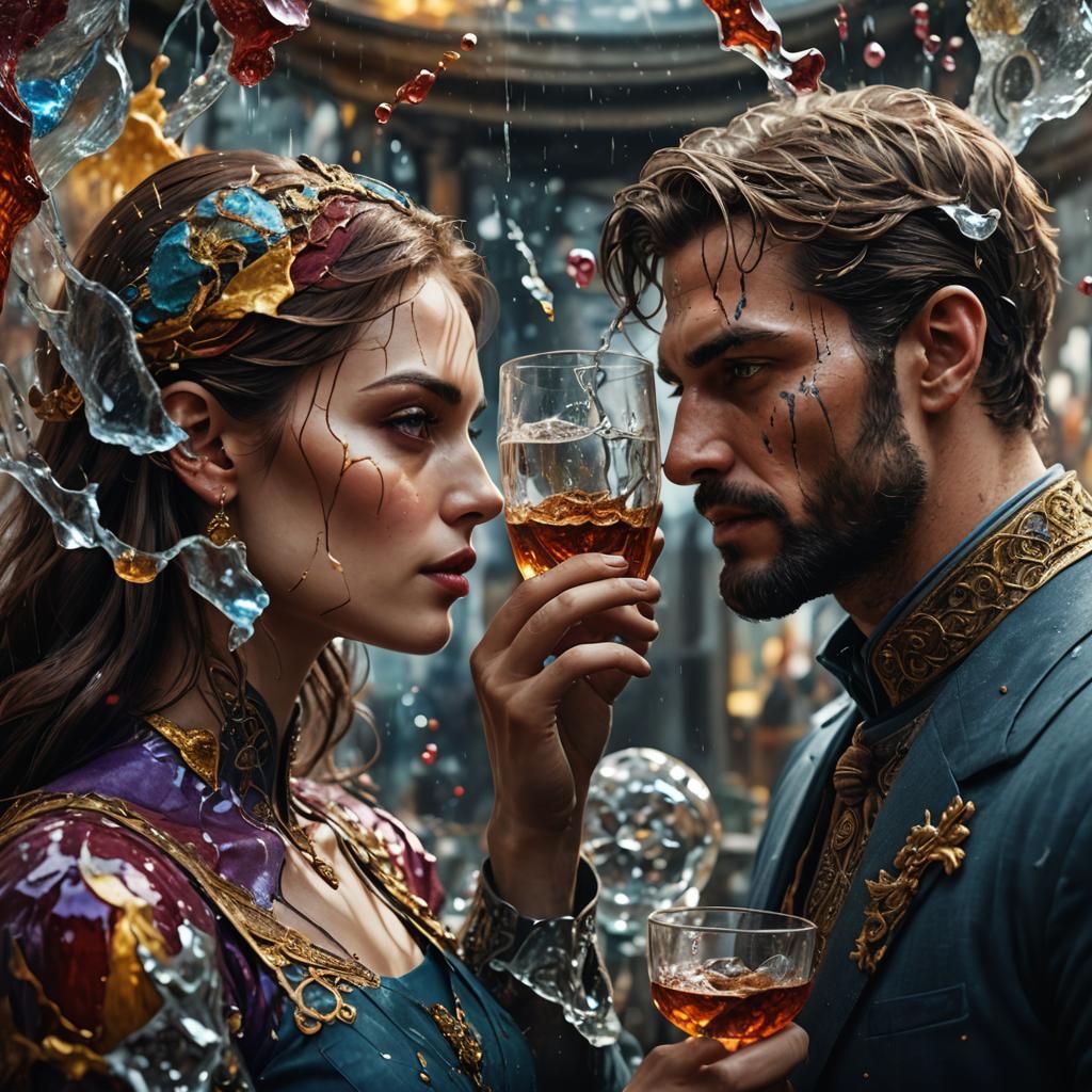 Man Serving Vinegar: Detailed Matte Painting in Deep Color