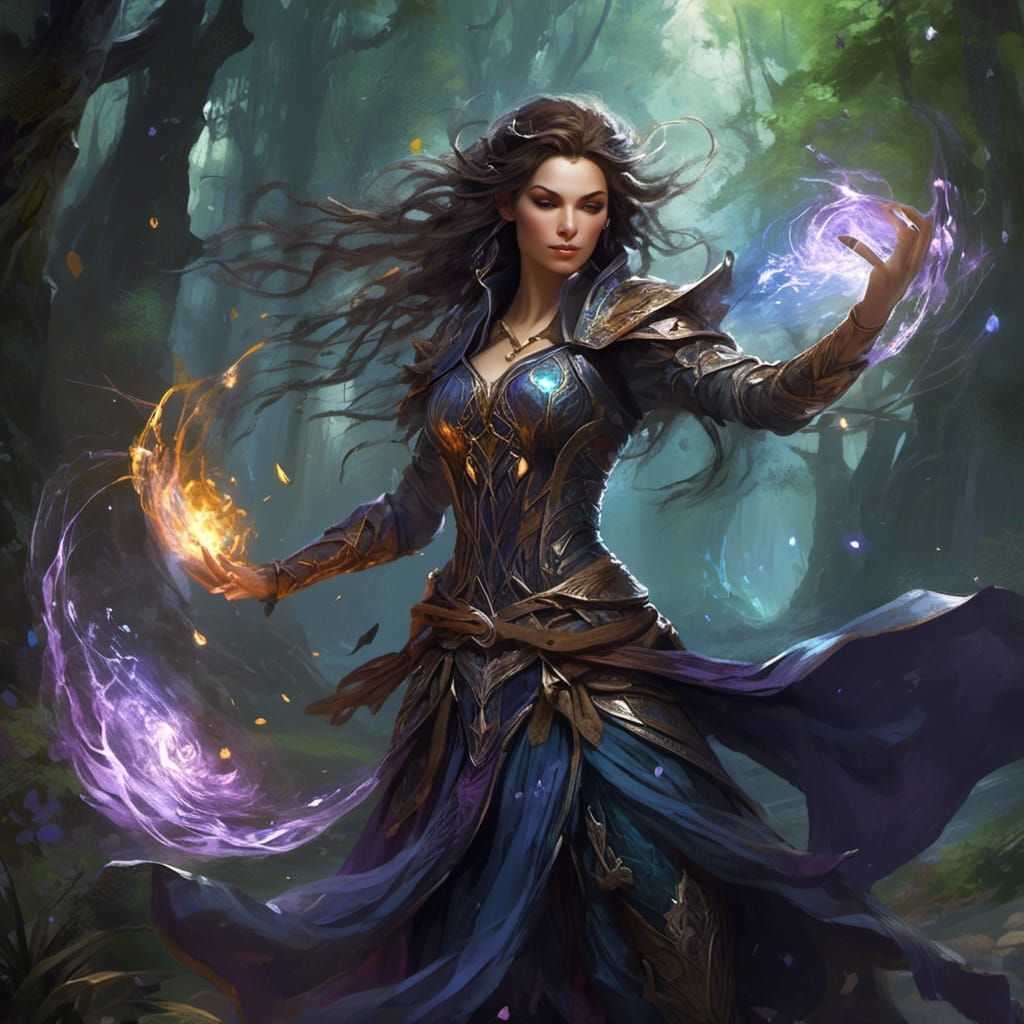 Eladrin Sorceress Amidst Wild Magic
