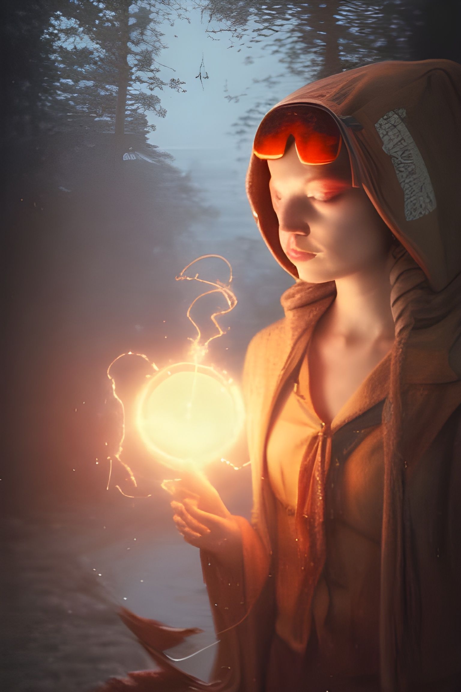 Wizard Girl in Cel-Shaded CGI, Hyperrealistic Photo