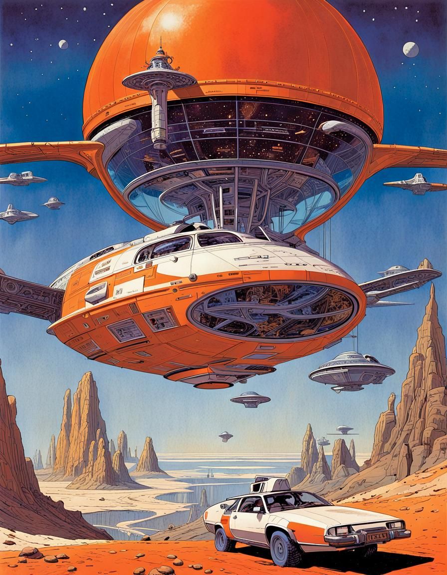 Surreal Retro-Futuristic Poster for Encyclopedia Galactica i...