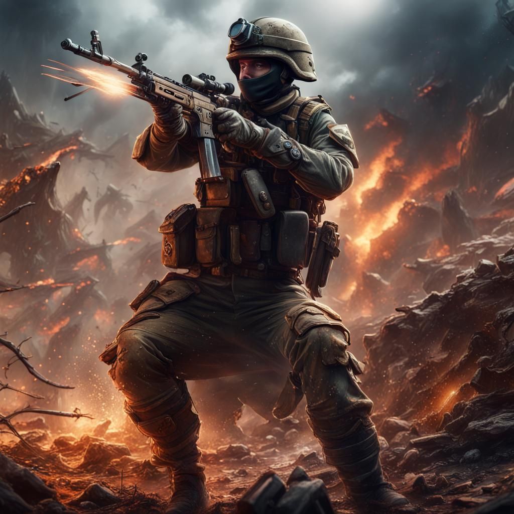 Soldier's Last Stand: War as Fantasy Art