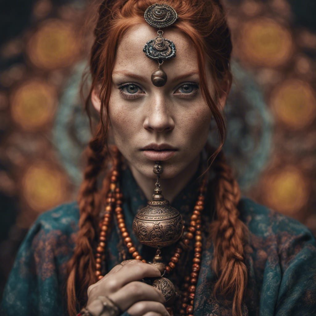 Tantric Woman with Dorje and Prayer Bell Portrait