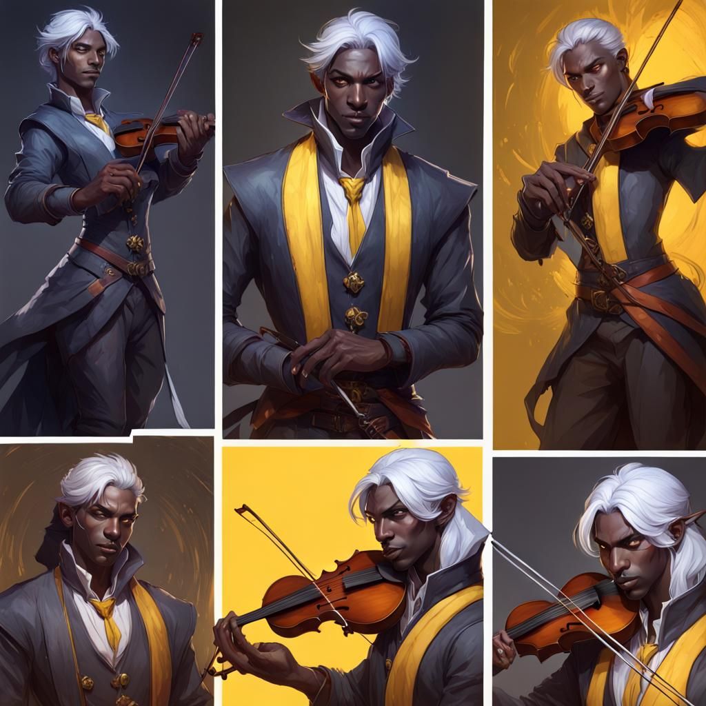Half-Drow Violinist Portrait with Dynamic Lighting