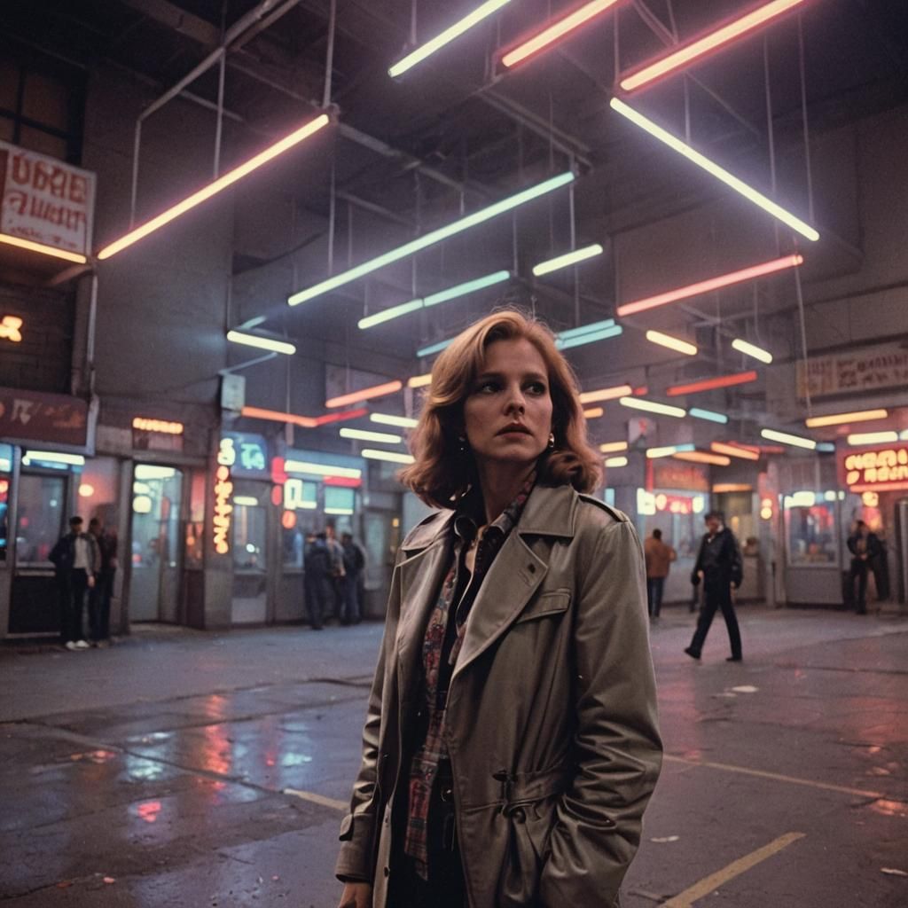 Dramatic Neon Lights in Neo-Noir Style