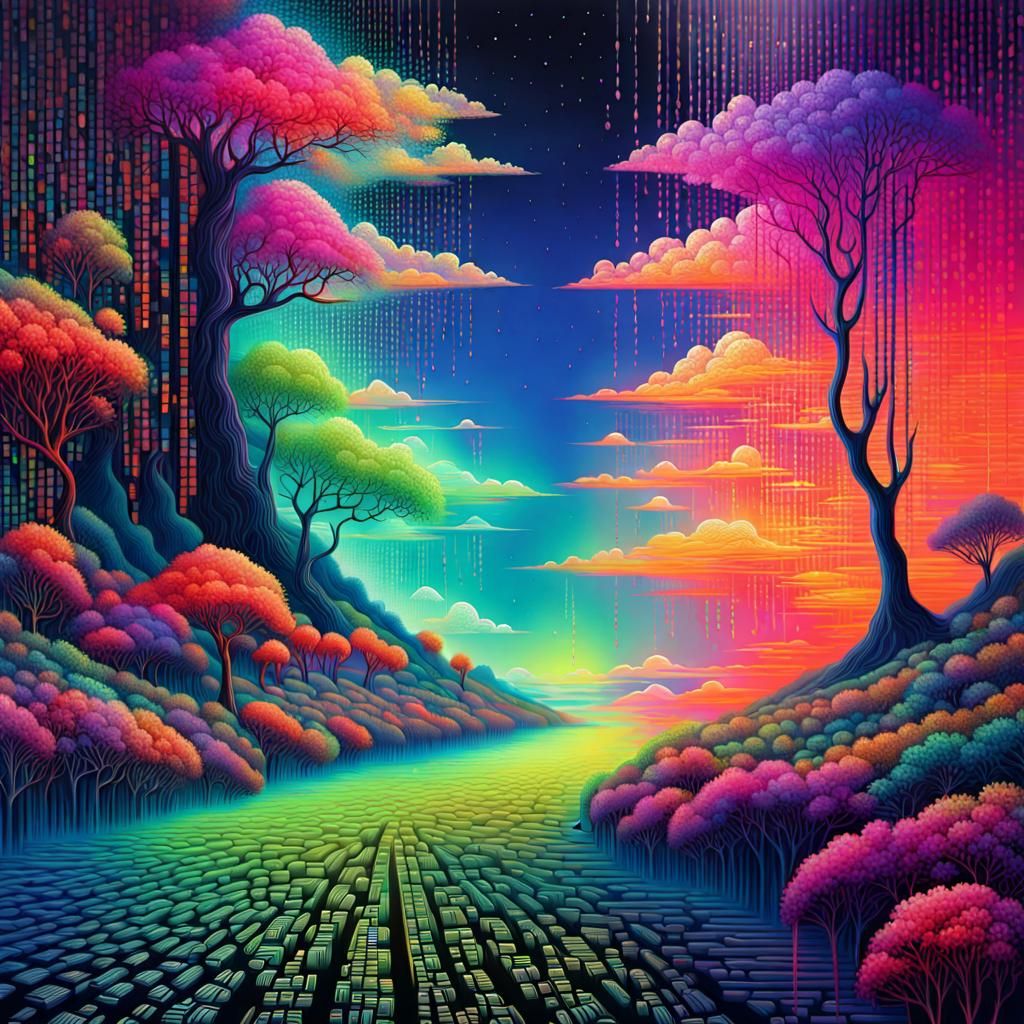Fluorescent Binary Code Dreamscape