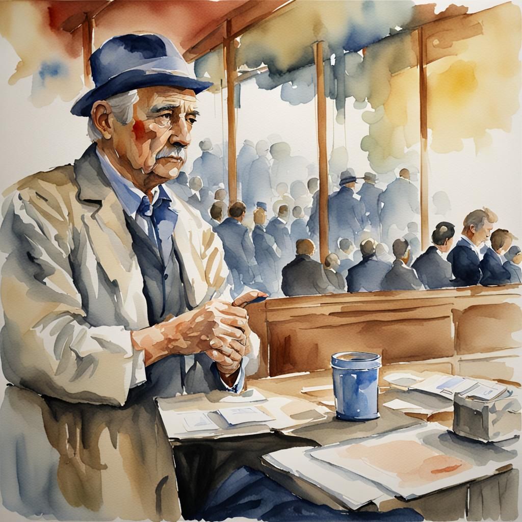 Watercolor Man Lost in Reverie