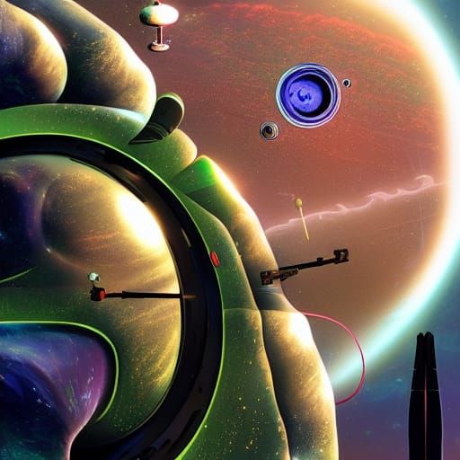 Mandelbulb Fractal Spaceship Digital Illustration