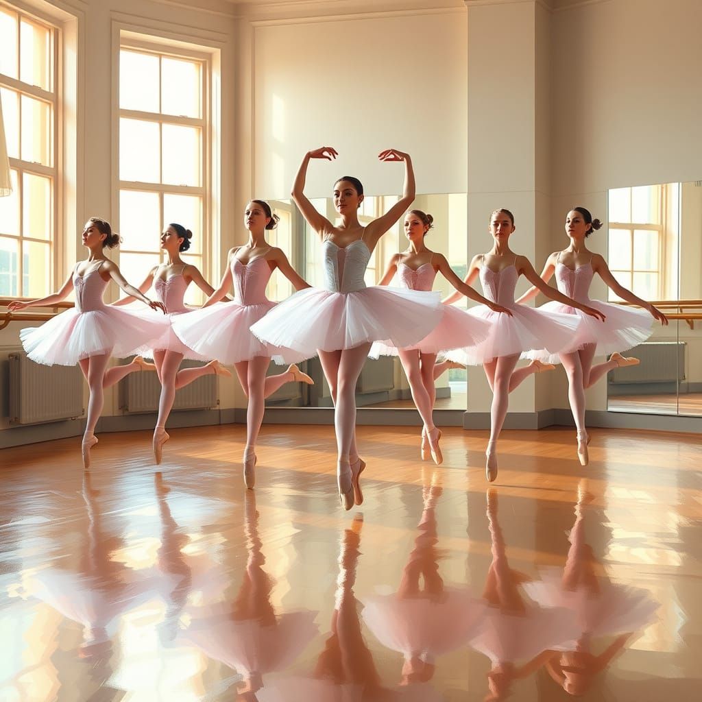 Ballerinas in Elegant Motion, Inspired by Impressionist Mast...