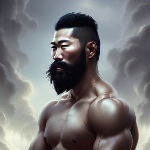Epic Portrait of Muscular Asian Man