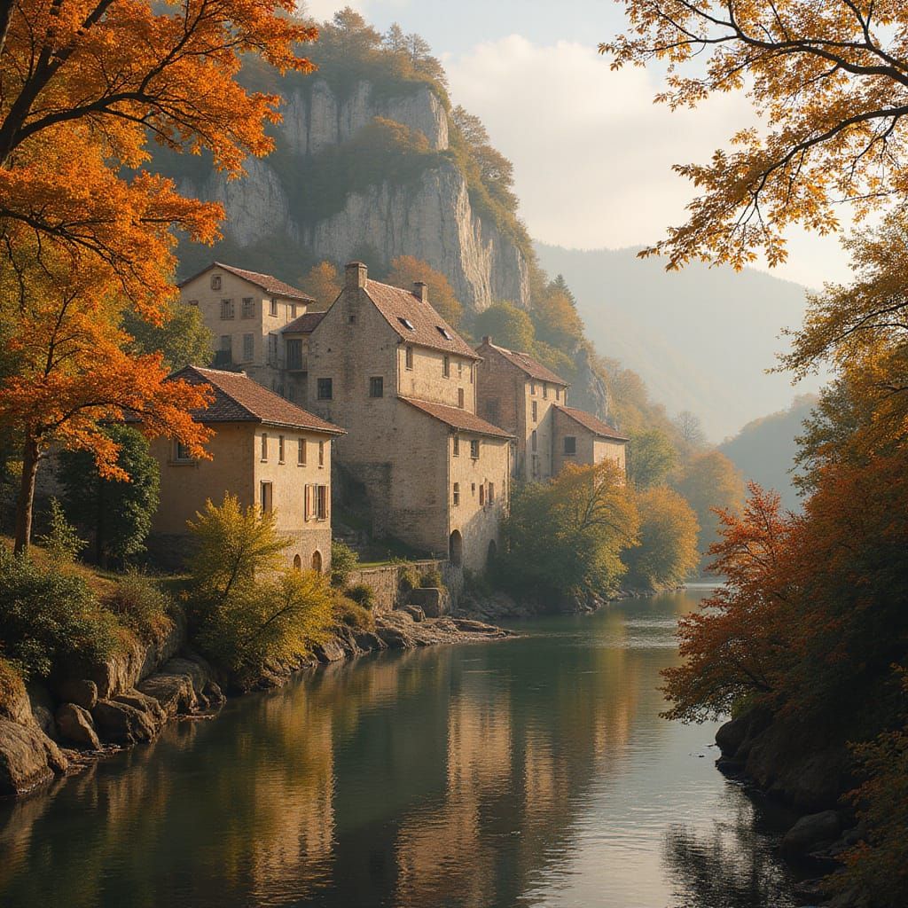 Luminous Village of Saint Cirq Lapopie at Golden Hour