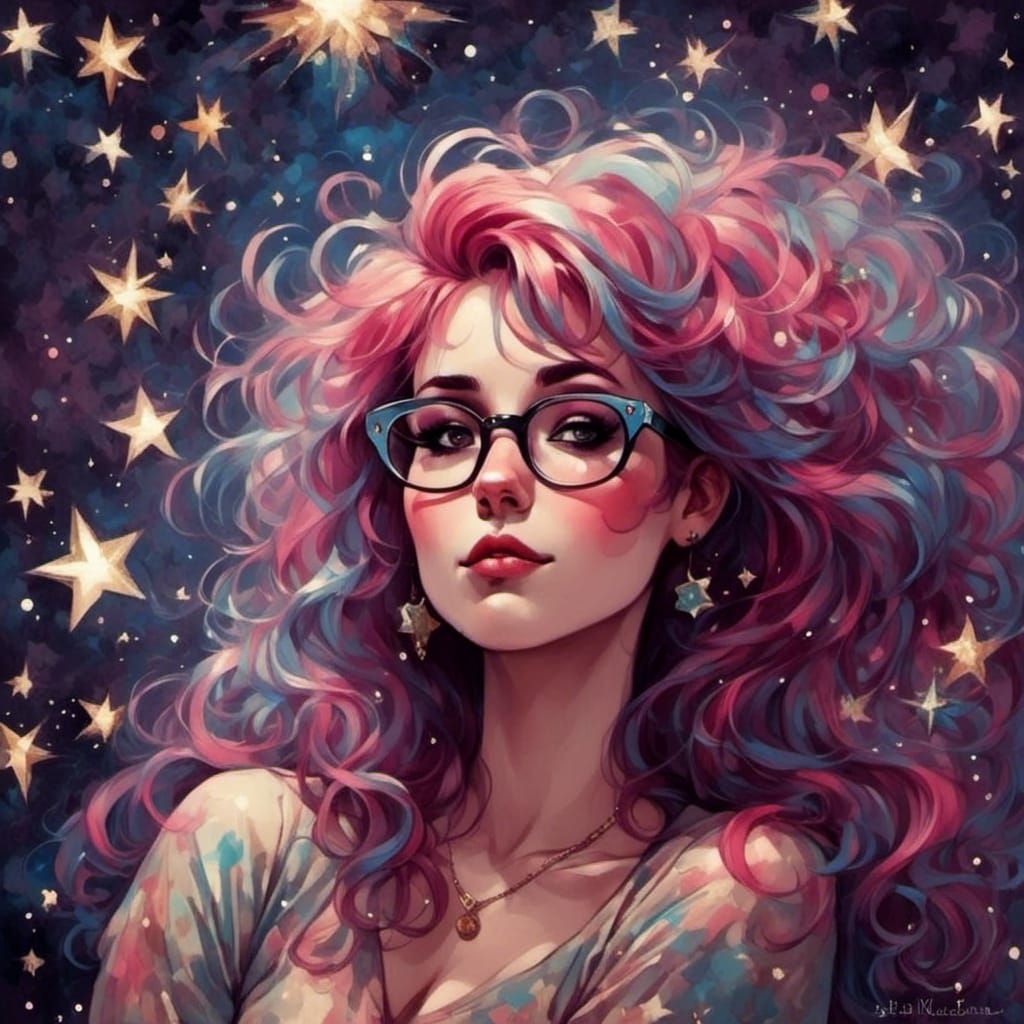 Ethereal Woman in Cosmic Psychedelic Dreamscape