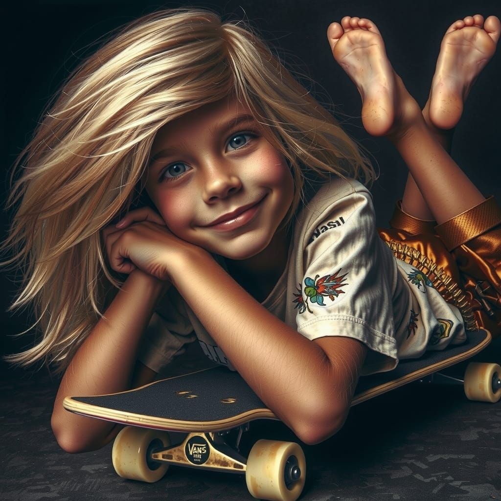 Determined Skateboarder in Vibrant Urban Landscape