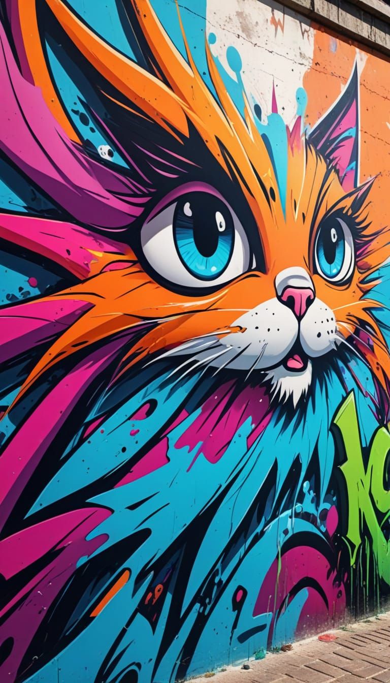 Vibrant Urban Graffiti Art in Warm Sunlight