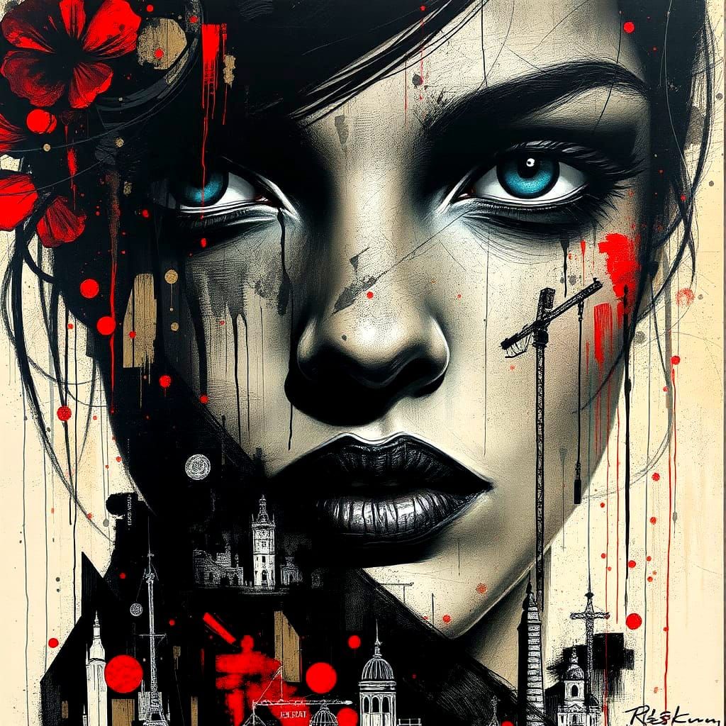 Abstract Portraits in Mixed Artistic Styles