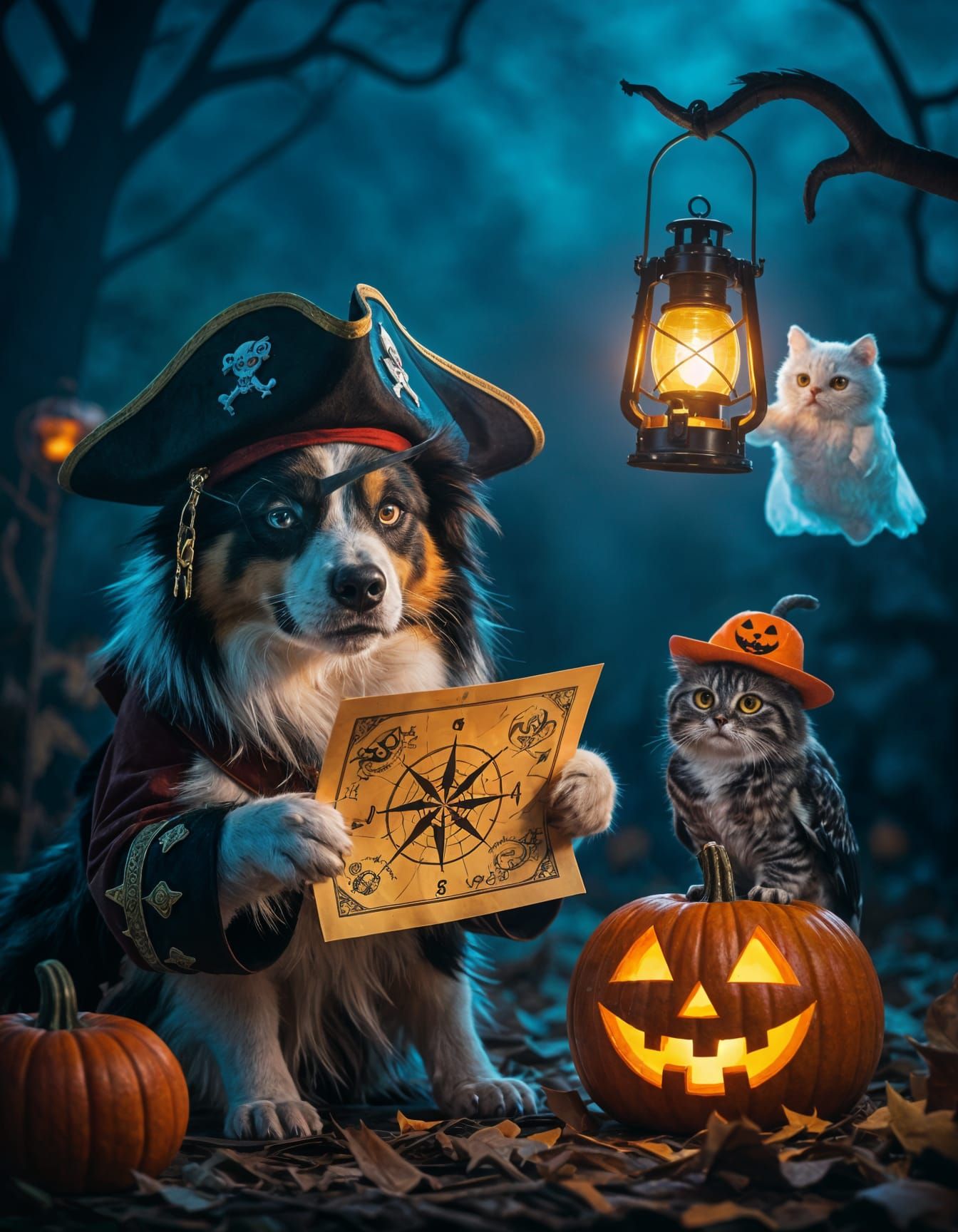 Halloween Animals in Cinematic Film Style