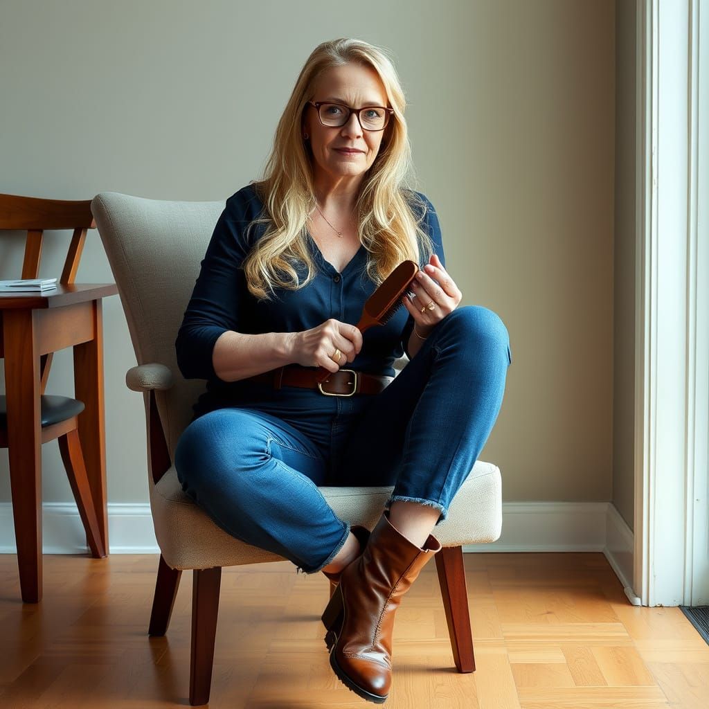 Photorealistic Portrait of a Mature Woman with Blonde Hair