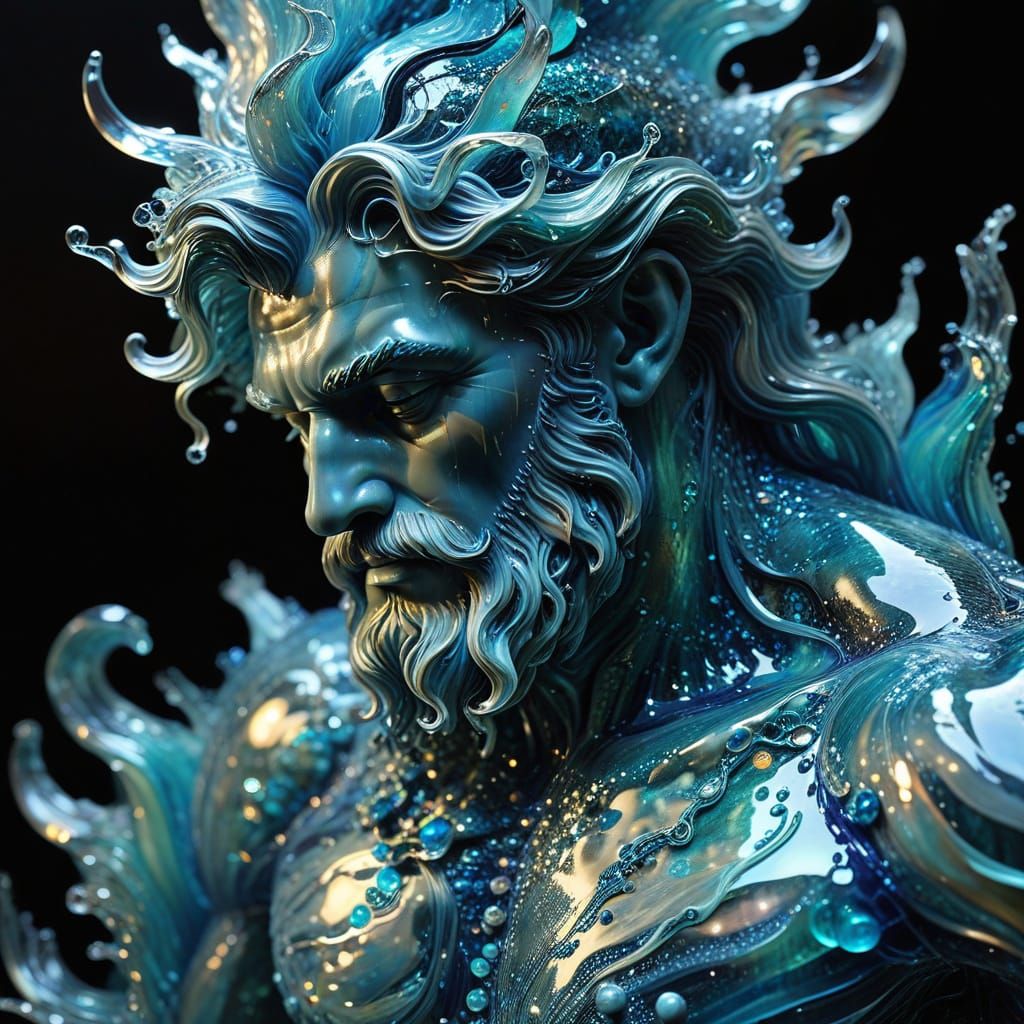 Molten Glass Masterpiece: Shimmering Poseidon