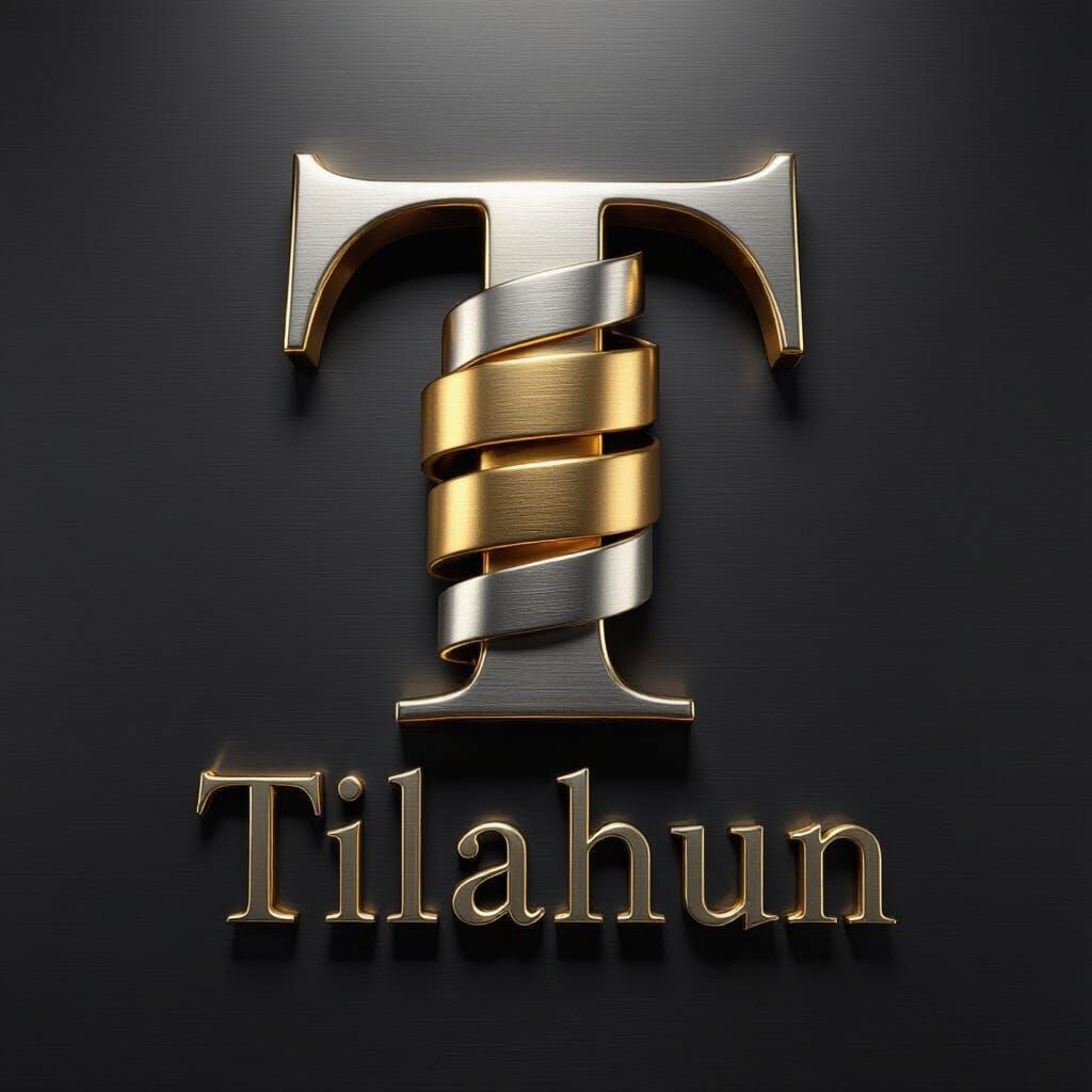 3D Render of Interlocking Gold and Silver Letter T