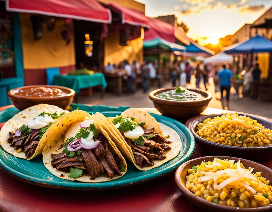 Authentic Mexican Taco Platter at Sunset