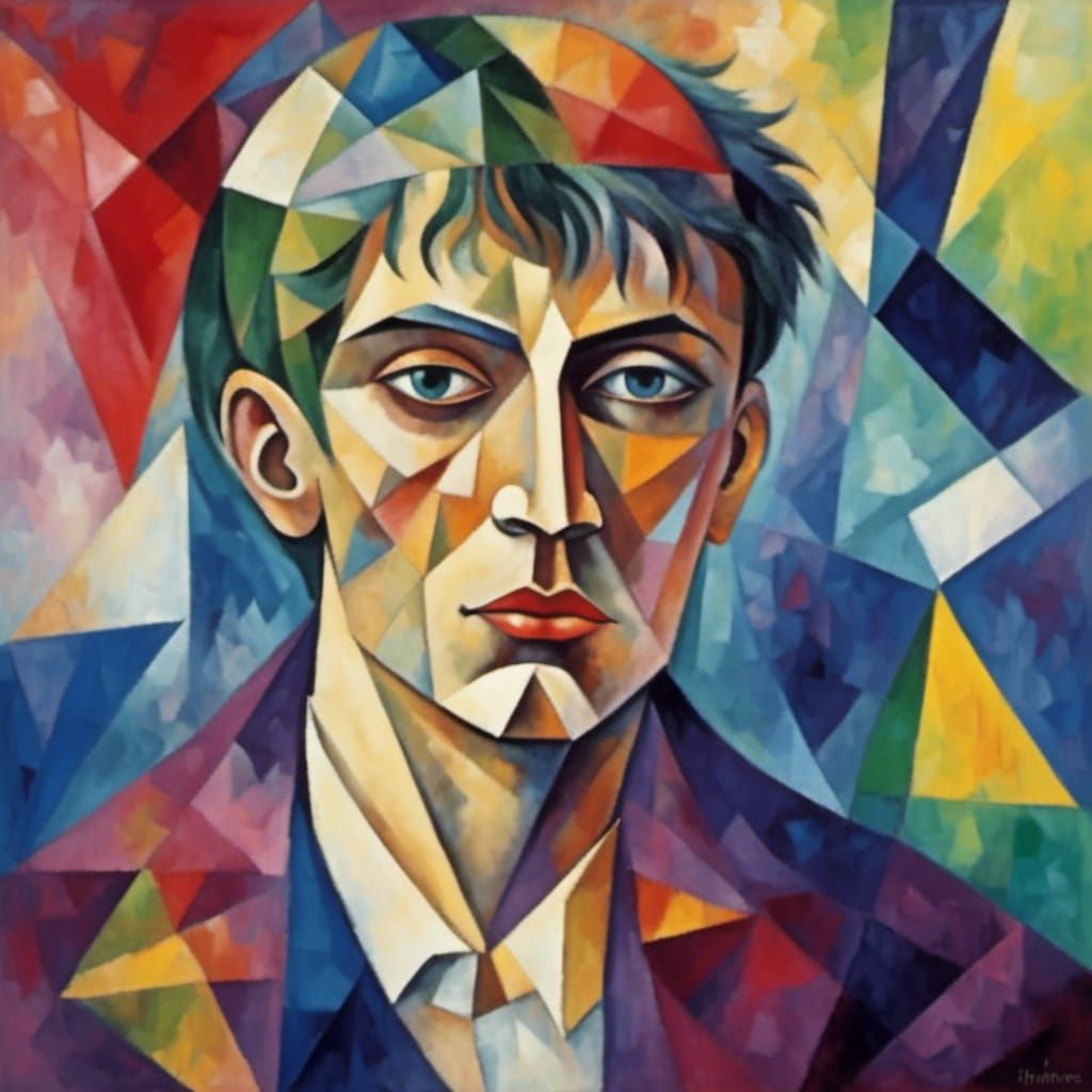 Abstract Surreal Portrait in Cubist Style