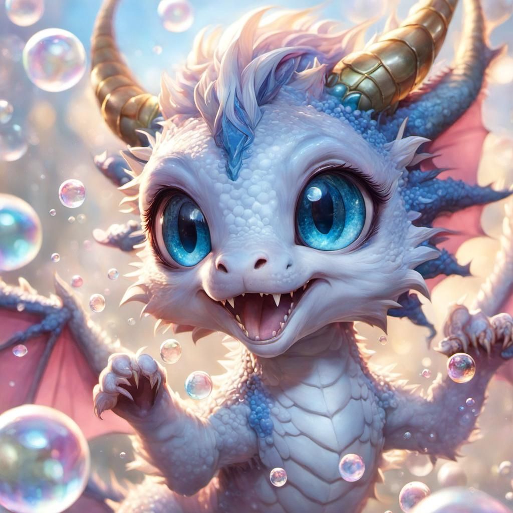 Joyful Bubbly Dragon Portrait in Anime Style