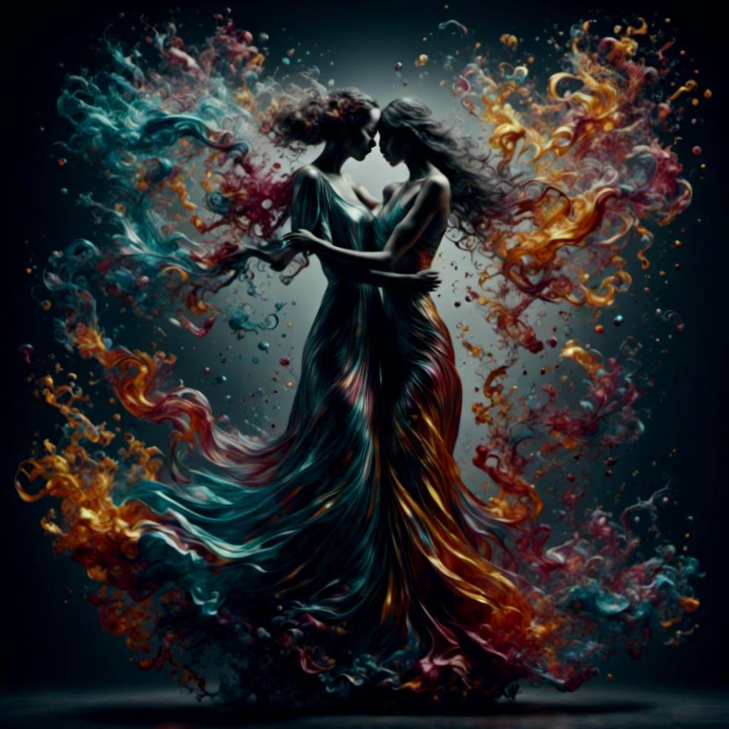 Woman Embraced by Ghost in Dadaist Style