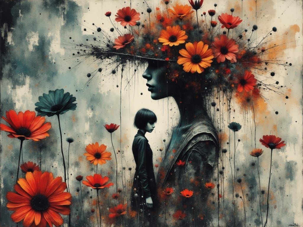 Psychedelic Female Figure in Chaotic Watercolor and Alcohol ...